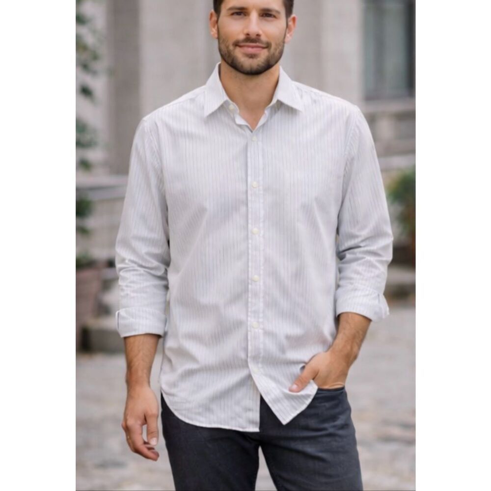 James Perse standard striped casual cotton button down 4/XL